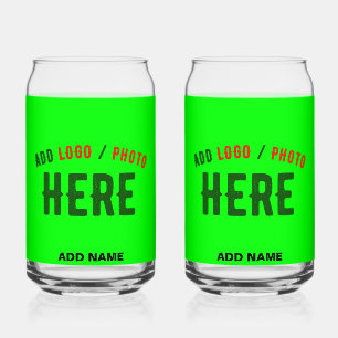 STYLISH MODERN CUSTOM NEON GREEN VERIFIED BRANDED CAN GLASS