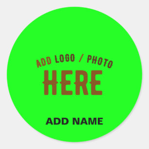 STYLISH MODERN CUSTOM NEON GREEN VERIFIED BRANDED CLASSIC ROUND STICKER