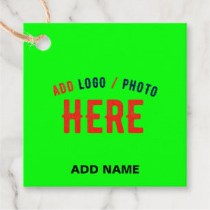 STYLISH MODERN CUSTOM NEON GREEN VERIFIED BRANDED FAVOUR TAGS