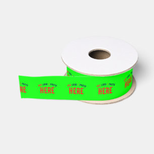 STYLISH MODERN CUSTOM NEON GREEN VERIFIED BRANDED GROSGRAIN RIBBON