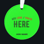 STYLISH MODERN CUSTOM NEON GREEN VERIFIED BRANDED ORNAMENT<br><div class="desc">THIS IS A DESIGN FITTING FOR EVERYONE.YOU CAN CHANGE, RESIZE OR ADD LOGO, PHOTO, TEXT AND COLOURS THE WAY YOU LIKE.THANK YOU.</div>