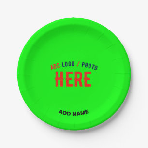 STYLISH MODERN CUSTOM NEON GREEN VERIFIED BRANDED PAPER PLATE