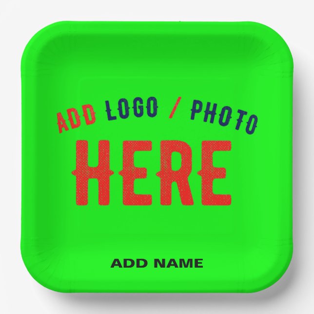 STYLISH MODERN CUSTOM NEON GREEN VERIFIED BRANDED PAPER PLATE (Front)