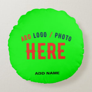 STYLISH MODERN CUSTOM NEON GREEN VERIFIED BRANDED ROUND CUSHION