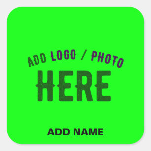 STYLISH MODERN CUSTOM NEON GREEN VERIFIED BRANDED SQUARE STICKER
