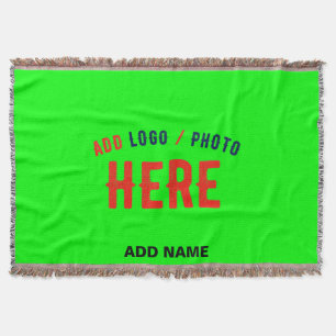 STYLISH MODERN CUSTOM NEON GREEN VERIFIED BRANDED THROW BLANKET
