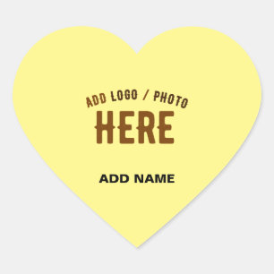 STYLISH MODERN CUSTOM PASTEL YELLOW VERIFIED BRAND HEART STICKER