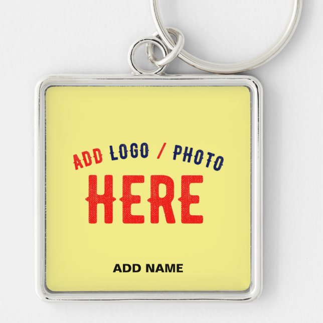 STYLISH MODERN CUSTOM PASTEL YELLOW VERIFIED BRAND KEY RING (Front)