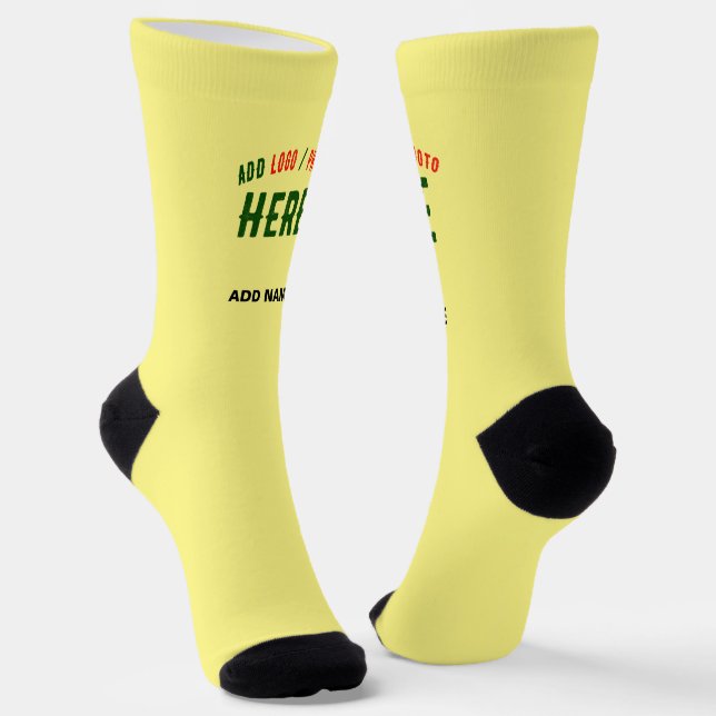 STYLISH MODERN CUSTOM PASTEL YELLOW VERIFIED BRAND SOCKS (Angled)