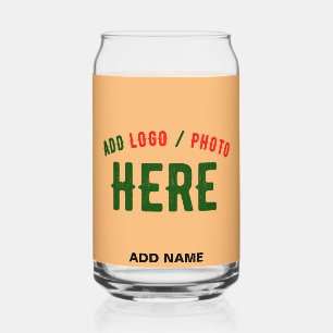 STYLISH MODERN CUSTOM PEACH ORANGE VERIFIED BRAND CAN GLASS