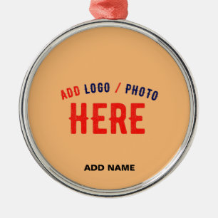 STYLISH MODERN CUSTOM PEACH ORANGE VERIFIED BRAND METAL ORNAMENT