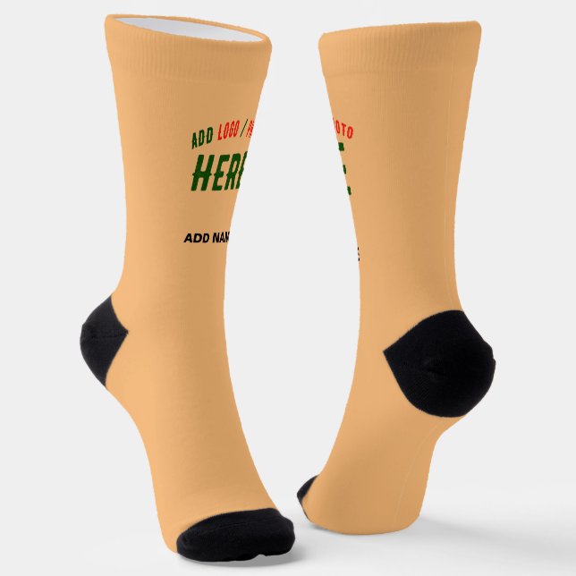 STYLISH MODERN CUSTOM PEACH ORANGE VERIFIED BRAND SOCKS (Angled)