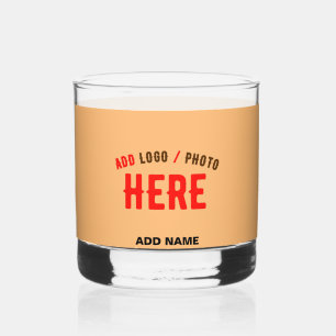STYLISH MODERN CUSTOM PEACH ORANGE VERIFIED BRAND WHISKEY GLASS