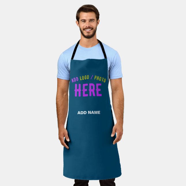 STYLISH MODERN CUSTOM PRUSSIAN BLUE VERIFIED BRAND APRON (Worn)