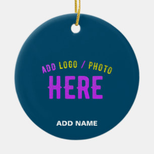 STYLISH MODERN CUSTOM PRUSSIAN BLUE VERIFIED BRAND CERAMIC ORNAMENT