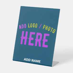 STYLISH MODERN CUSTOM PRUSSIAN BLUE VERIFIED BRAND PEDESTAL SIGN
