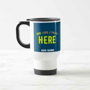 STYLISH MODERN CUSTOM PRUSSIAN BLUE VERIFIED BRAND TRAVEL MUG