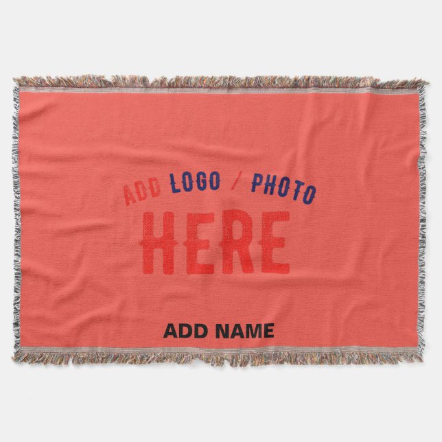STYLISH MODERN CUSTOM RED ORANGE VERIFIED BRANDED THROW BLANKET (Front)
