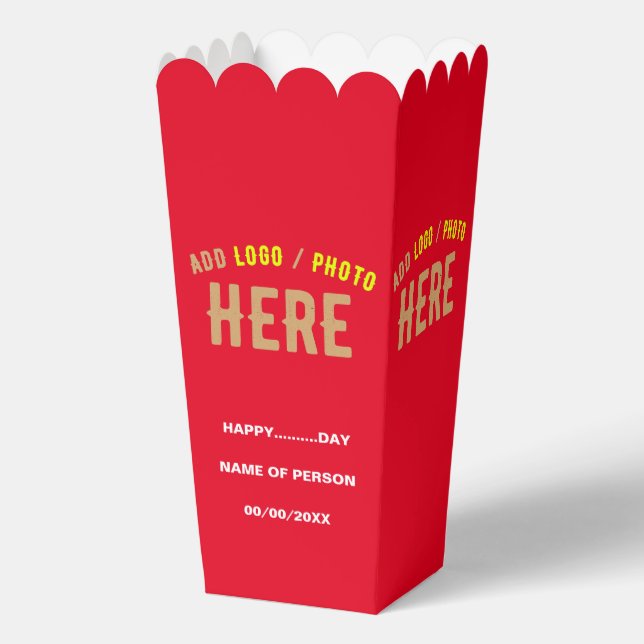 STYLISH MODERN CUSTOM RED VERIFIED BRANDED POPCORN FAVOUR BOX (Front)