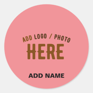 STYLISH MODERN CUSTOM SALMON PINK VERIFIED BRANDED CLASSIC ROUND STICKER