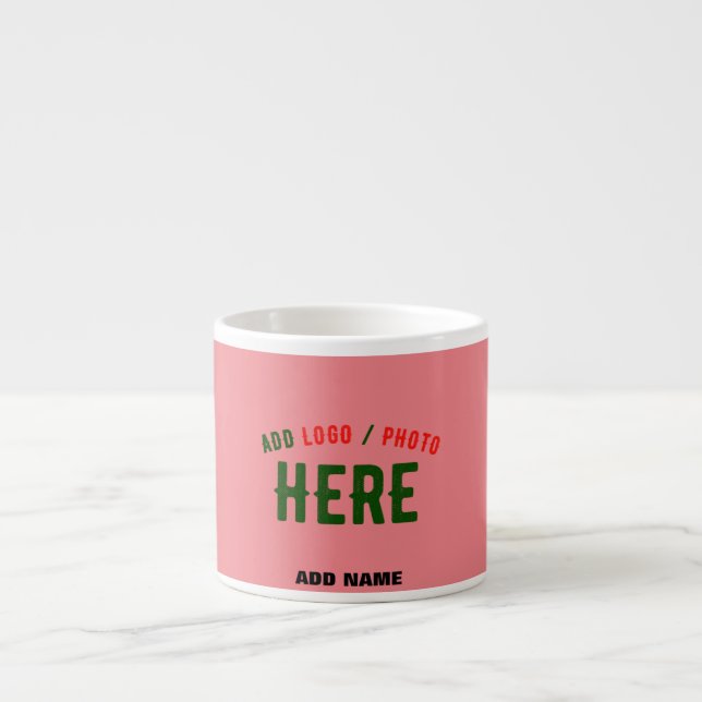 STYLISH MODERN CUSTOM SALMON PINK VERIFIED BRANDED ESPRESSO CUP (Front)