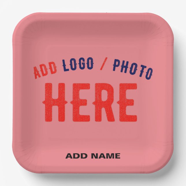 STYLISH MODERN CUSTOM SALMON PINK VERIFIED BRANDED PAPER PLATE (Front)