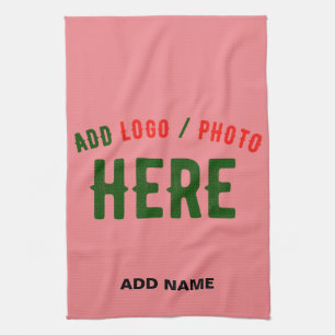 STYLISH MODERN CUSTOM SALMON PINK VERIFIED BRANDED TEA TOWEL