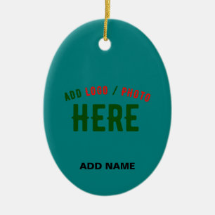 STYLISH MODERN CUSTOM TEAL GREEN VERIFIED BRANDED CERAMIC ORNAMENT