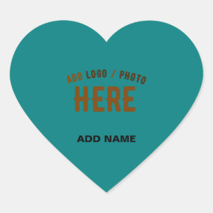 STYLISH MODERN CUSTOM TEAL GREEN VERIFIED BRANDED HEART STICKER