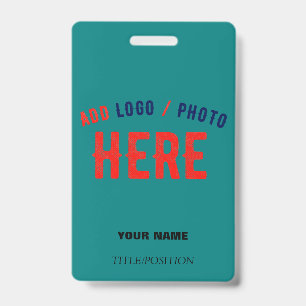 STYLISH MODERN CUSTOM TEAL GREEN VERIFIED BRANDED ID BADGE