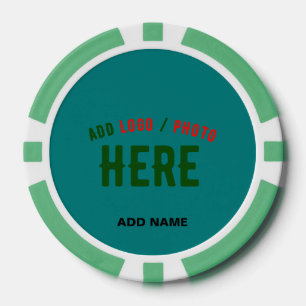 STYLISH MODERN CUSTOM TEAL GREEN VERIFIED BRANDED POKER CHIPS