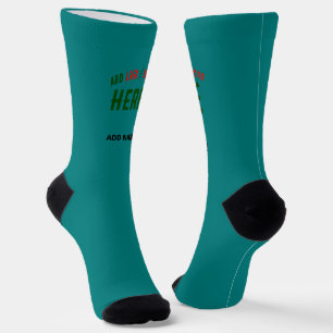 STYLISH MODERN CUSTOM TEAL GREEN VERIFIED BRANDED SOCKS