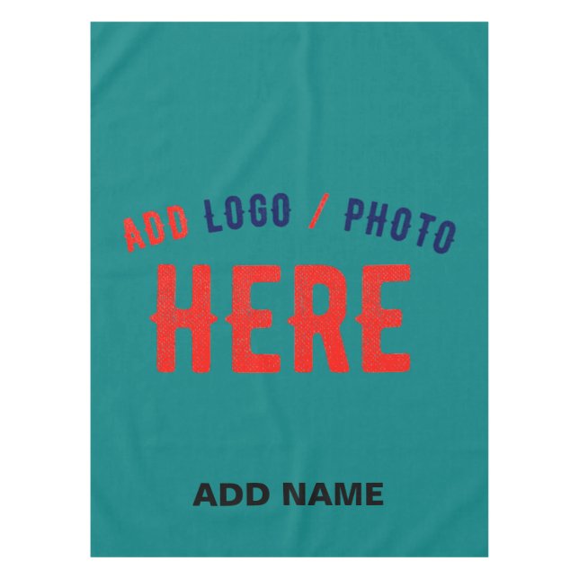 STYLISH MODERN CUSTOM TEAL GREEN VERIFIED BRANDED TABLECLOTH (Front)