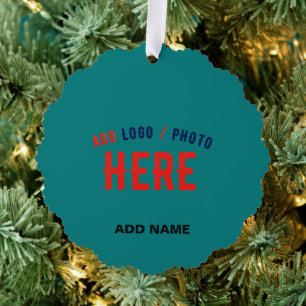 STYLISH MODERN CUSTOM TEAL GREEN VERIFIED BRANDED TREE DECORATION CARD