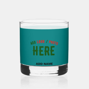 STYLISH MODERN CUSTOM TEAL GREEN VERIFIED BRANDED WHISKEY GLASS