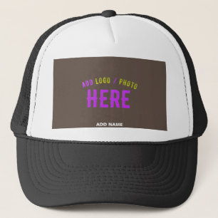 STYLISH MODERN CUSTOM WHITE BLACK COFFEE BRANDED TRUCKER HAT