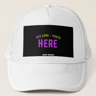 STYLISH MODERN CUSTOM WHITE BLACK VERIFIED BRANDED TRUCKER HAT