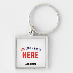 STYLISH MODERN CUSTOM WHITE BRANDED PREMIUM SQUARE KEY RING
