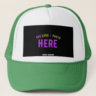 STYLISH MODERN CUSTOM WHITE GREEN BLACK BRANDED TRUCKER HAT