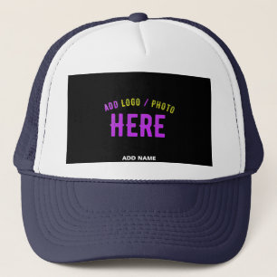 STYLISH MODERN CUSTOM WHITE NAVY BLACK BRANDED TRUCKER HAT