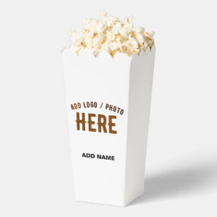 STYLISH MODERN CUSTOM WHITE VERIFIED BRAND POPCORN FAVOUR BOX