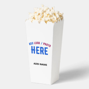 STYLISH MODERN CUSTOM WHITE VERIFIED BRAND POPCORN FAVOUR BOX