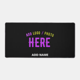 STYLISH MODERN CUSTOMIZABLE BLACK BRAND HORIZONTAL DESK MAT