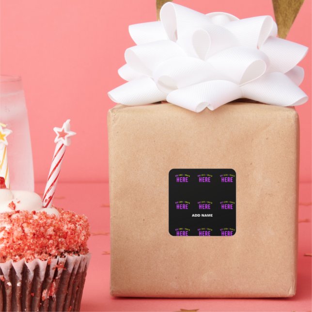 STYLISH MODERN CUSTOMIZABLE BLACK BRANDED PARTY SQUARE STICKER (Party)