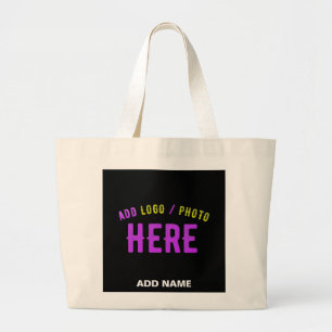 STYLISH MODERN CUSTOMIZABLE BLACK VERIFIED BRAND LARGE TOTE BAG