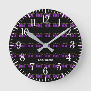 STYLISH MODERN CUSTOMIZABLE BLACK VERIFIED BRAND ROUND CLOCK
