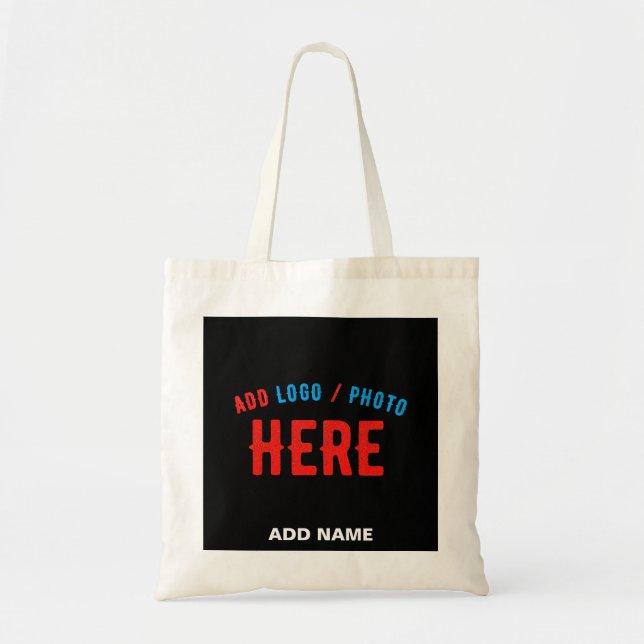STYLISH MODERN CUSTOMIZABLE BLACK VERIFIED BRAND TOTE BAG (Front)