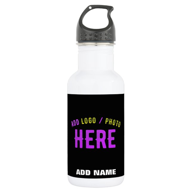 STYLISH MODERN CUSTOMIZABLE BLACK VERIFIED BRANDED 532 ML WATER BOTTLE (Front)