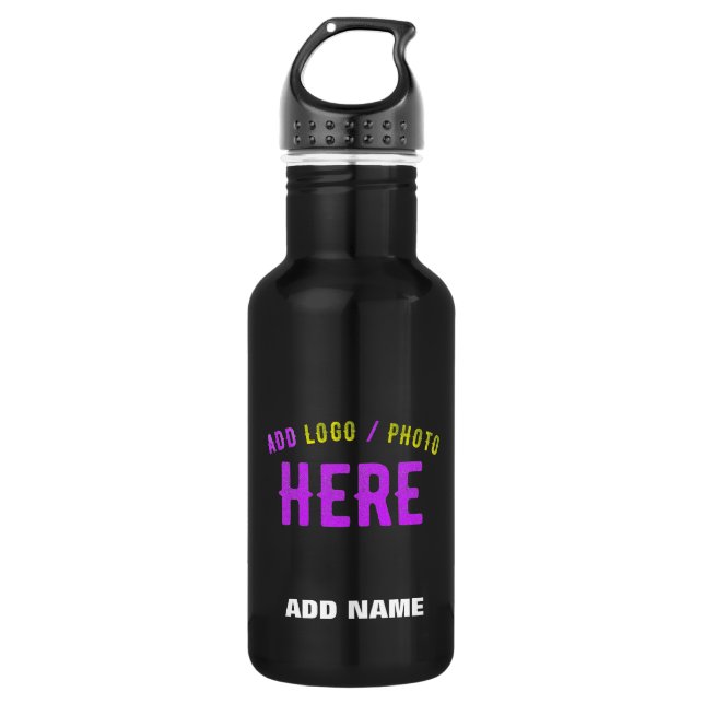 STYLISH MODERN CUSTOMIZABLE BLACK VERIFIED BRANDED 532 ML WATER BOTTLE (Front)