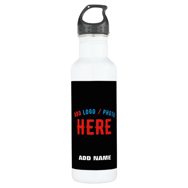 STYLISH MODERN CUSTOMIZABLE BLACK VERIFIED BRANDED 710 ML WATER BOTTLE (Front)